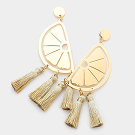 Metal Orange Triple Tassel Drop Earrings