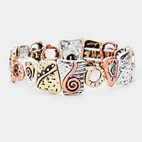 Swirl Embossed Metal Stretch Bracelet