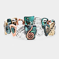 Swirl Embossed Metal Stretch Bracelet