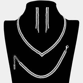 3PCS - Crystal Rhinestone Pave Necklace Set