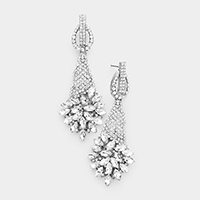 Marquise Stone Cluster Accented Evening Earrings