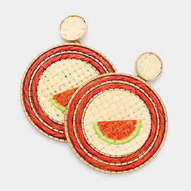 Watermelon Detail Straw Earrings