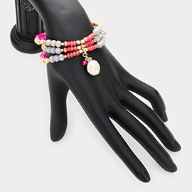 Mother of Pearl Accented Beaded Stretch Bracelet