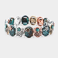Flower Detail Metal Stretch Bracelet