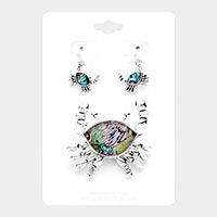 Abalone Detail Metal Crab Magnetic Pendant Set