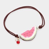 Watercolor Wood Watermelon Accented Stretch Bracelet