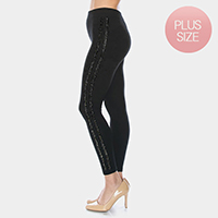 Comfy Stone Embellished Lines Detail Leggings
