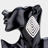 Rhinestone V-Shape Rhombus Evening Earrings