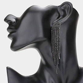 Rhinestone Fringe Drop Evening Earrings