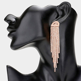 Rhinestone Fringe Drop Evening Earrings