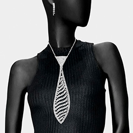 Rhinestone Pave Wave Neck Tie Necklace
