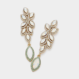 Rhinestone Trim Marquise Stone Cluster Vine Evening Earrings