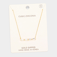 Gold Dipped Cubic Zirconia Row Pendant Necklace