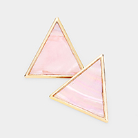 Natural Stone Geometric Triangle Metal Earrings