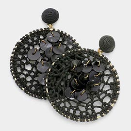 Shell Cluster Round Net Dangle Earrings