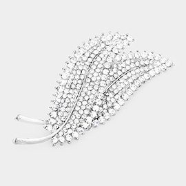 Rhinestone Pave Double Leaf brooch