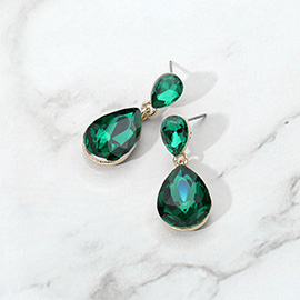 Glass Crystal Teardrop Dangle Earrings