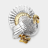 Embossed Turkey Metal Brooch / Pendant