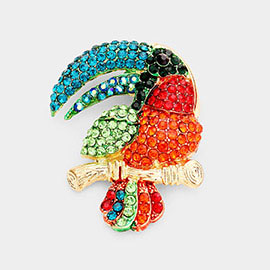Rhinestone Pave Toucan Pin Brooch