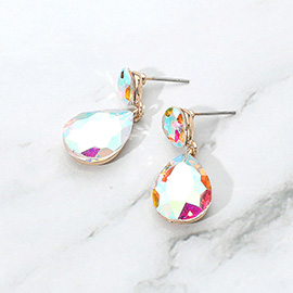 Glass Crystal Teardrop Dangle Earrings