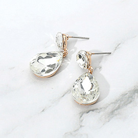 Glass Crystal Teardrop Dangle Earrings