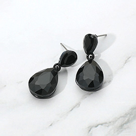 Glass Crystal Teardrop Dangle Earrings