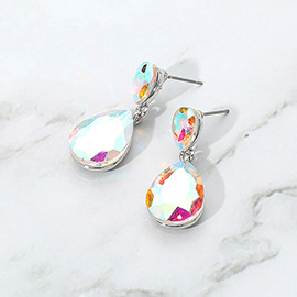 Glass Crystal Teardrop Dangle Earrings
