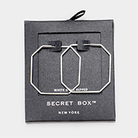 Secret Box _ White Gold Dipped Angulate Hoop Earrings