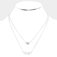 2-Row Pearl Pendant Necklace
