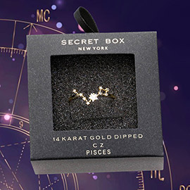 Secret Box _ 14k Gold Dipped CZ Zodiac Sign Pisces Ring