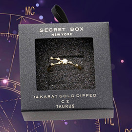 Secret Box _ 14k Gold Dipped CZ Zodiac Sign Taurus Ring