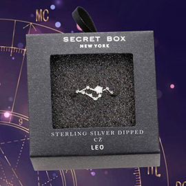 Secret Box _ Sterling Silver Dipped CZ Zodiac Sign Leo Ring
