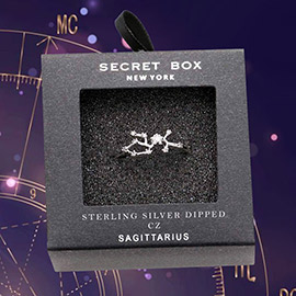 Secret Box _ Sterling Silver Dipped CZ Zodiac Sign Sagittarius Ring