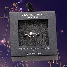 Secret Box _ Sterling Silver Dipped CZ Zodiac Sign Capricorn Sign Ring