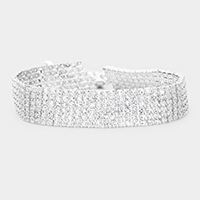 6 Row Crystal Rhinestone Embellished Tennis Evening Bracelet