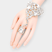 Teardrop Crystal Rhinestone Pave Hand Chain Evening Bracelet
