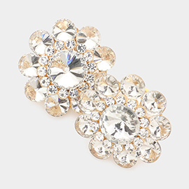 Bubble Stone Flower Clip on Evening Earrings