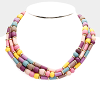 Multi Standard Wood beaded Layered Necklace
