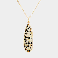 Semi Precious Teardrop Pendant Link Necklace