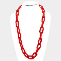 Seed Bead Oval Link Long Necklace