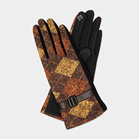 Spinningdaisy Knit Button Accent Fingerless Glove Rust Color