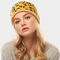 Leopard Print Fur Earmuff Headband