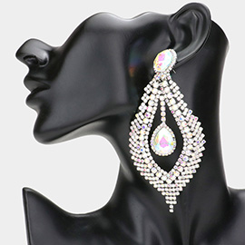 Glass Crystal Rhinestone Drop Evening Earrings