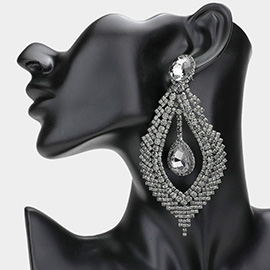 Glass Crystal Rhinestone Drop Evening Earrings