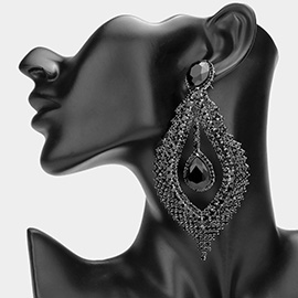 Glass Crystal Rhinestone Drop Evening Earrings