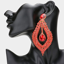 Glass Crystal Rhinestone Drop Evening Earrings