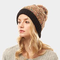 Multi Color Sprinkles Pom Pom Beanie Hat
