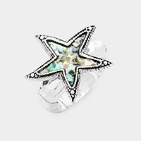 Abalone Starfish Antique Metal Stretch Ring