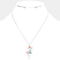 Christmas Flamingo Pendant Necklace