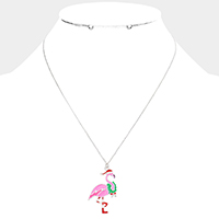 Christmas Flamingo Pendant Necklace